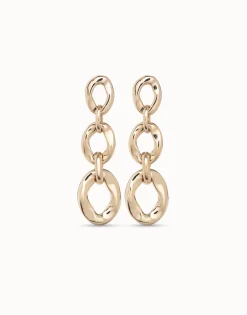 Pendientes bañados en oro 18K con 3 eslabones