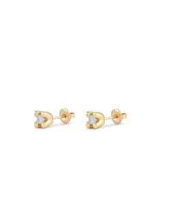 Pendientes bañados en plata de ley oro 18k con circonita blanca