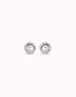 Pendientes con perla bañados en plata de ley
