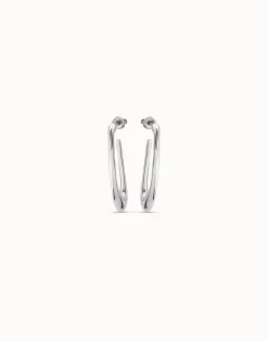 Pendientes de aro oval bañados en plata de ley