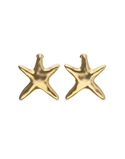 Pendientes grandes bañados en oro estrella de mar