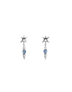 Pendientes largos con cristales y estrella de mar