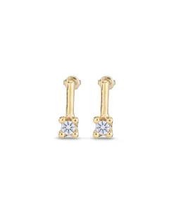 Pendientes medianos bañados en oro de 18K con circonita azul