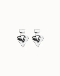 Pendientes pequeños de corazón bañado en plata de ley