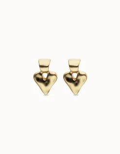 Pendientes pequeños de corazón bañado en oro 18k