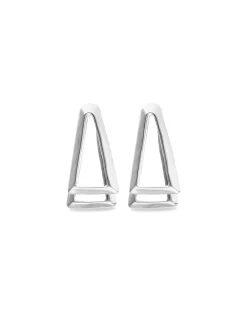 Pendientes triangulares dobles bañados en plata de ley
