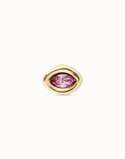 Piercing bañado en oro de 18k y un cristal morado