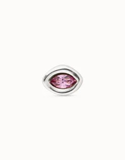Piercing bañado en plata de ley con cristal rosa mujer