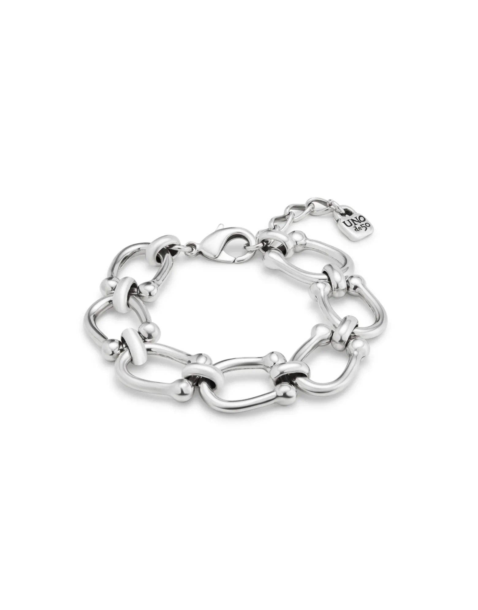 Pulsera bañada en plata con eslabones ovalados medianos