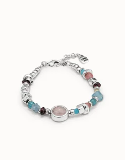 Pulsera bañada en plata de ley con piedras y cristales