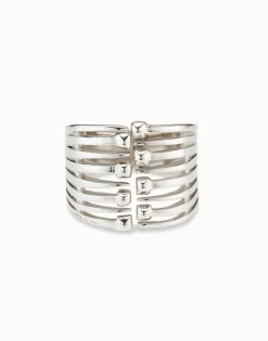 Pulsera bañada en plata de ley con múltiples cabezas de clavo