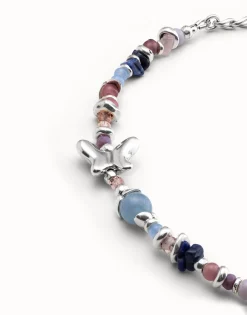 Pulsera bañada en plata de ley con cristales artesales multicolor