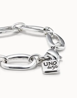 Pulsera bañado en plata de ley de eslabones gruesos
