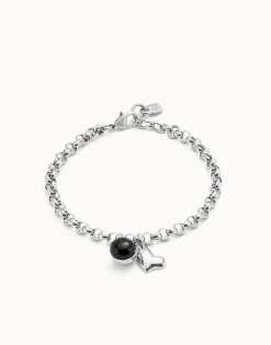 Pulsera cadena bañadas en plata de ley con charm corazón