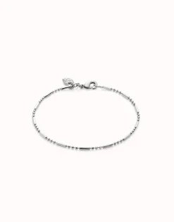 Pulsera con bolas y piezas alargadas bañada en plata de ley