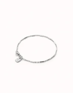 Pulsera con bolas y piezas alargadas bañada en plata de ley