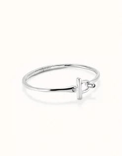 Pulsera con cierre frontal bañada en plata de ley con topacio blanco
