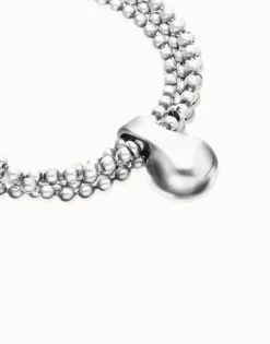 Pulsera con hilos plateados y esfera grande