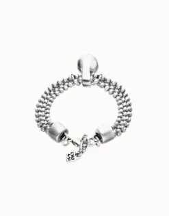 Pulsera con hilos plateados y esfera grande