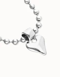 Pulsera de bolas bañada en plata de ley con detalle de corazón