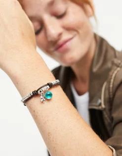 Pulsera de bolas bañadas en plata de ley con cristal de murano verde