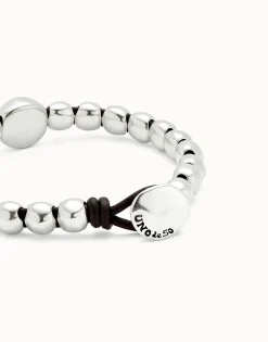 Pulsera de bolas bañadas en plata de ley y bola central de mayor tamaño