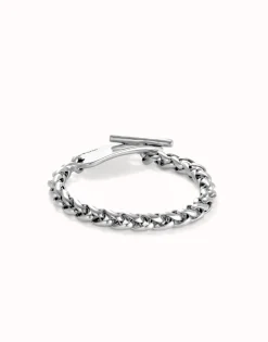 Pulsera de cadena bañada en plata de ley con pieza ajustable central