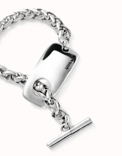 Pulsera de cadena bañada en plata de ley con pieza ajustable central