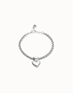Pulsera de cadena con detalle de corazón pequeño bañado en plata de ley