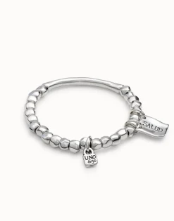 Pulsera de cuentas y pieza tubular de bañada en plata