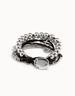 Pulsera de cuero y baño en plata de ley