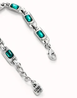 Pulsera de plata de ley con cristales verdes
