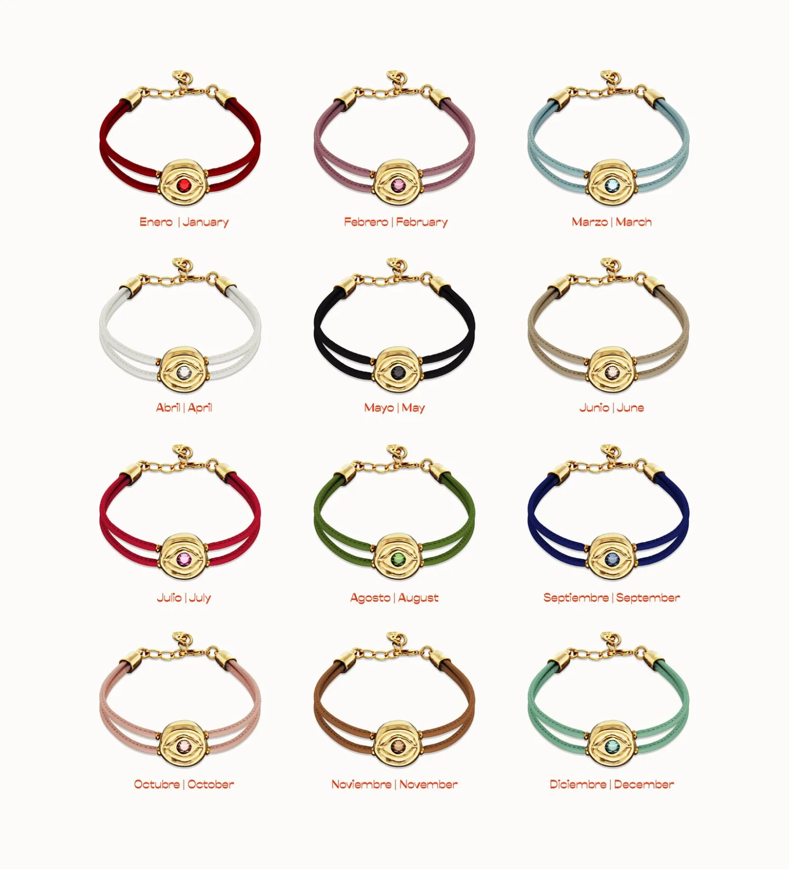 Pulsera doble de cuero turquesa con ojo bañado en plata de ley