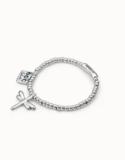 Pulsera elástica bañada en plata de ley con mensaje Salud
