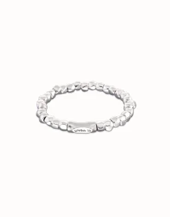 Pulsera elástica con cuentas bañadas en plata