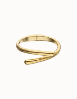 Pulsera rígida bañada en oro 18k con formas orgánicas entrelazadas