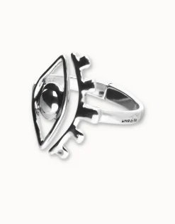 Pulsera rígida bañada en plata con detalle de ojo