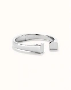 Pulsera rígida bañada en plata de ley acabado liso y forma cuadrada