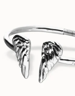 Pulsera rígida bañada en plata de ley con detalle de alas