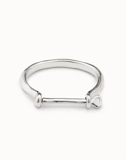 Pulsera rígida bañada en plata de ley mujer con cierre tipo grillete