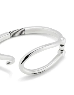 Pulsera rígida bañada en plata eslabón grande y muelle interior