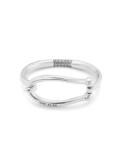 Pulsera rígida bañada en plata eslabón grande y muelle interior