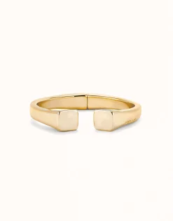 Pulsera rígida bañada oro 18k acabado liso y forma cuadrada