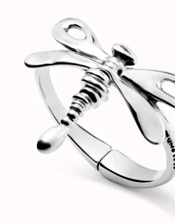 Pulsera rígida con libélula bañada en plata de ley