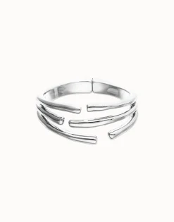 Pulsera rígida con múltiples formas orgánicas entrelazadas bañada en plata de ley