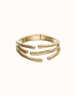 Pulsera rígida con múltiples formas orgánicas entrelazadas bañada en oro 18k