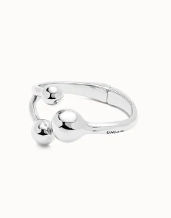 Pulsera rígida con tres bolas bañadas en plata de ley